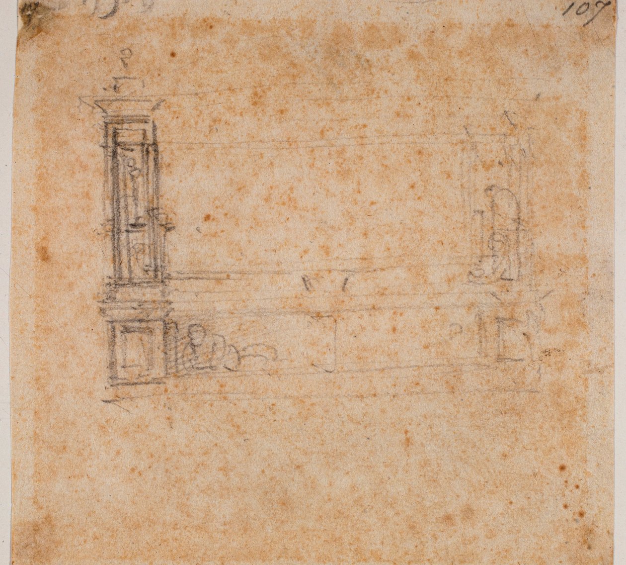 Studium podwójnej ściany grobowca dla nowej zakrystii autorstwa Michelangelo Buonarroti