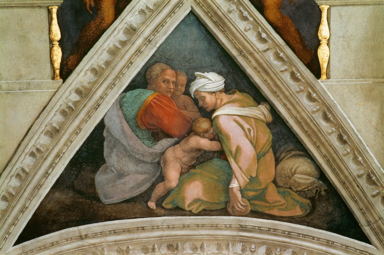 Przodkowie Chrystusa: sufit Kaplicy Sykstyńskiej Ozias w Watykanie, 1508-1512. autorstwa Michelangelo Buonarroti