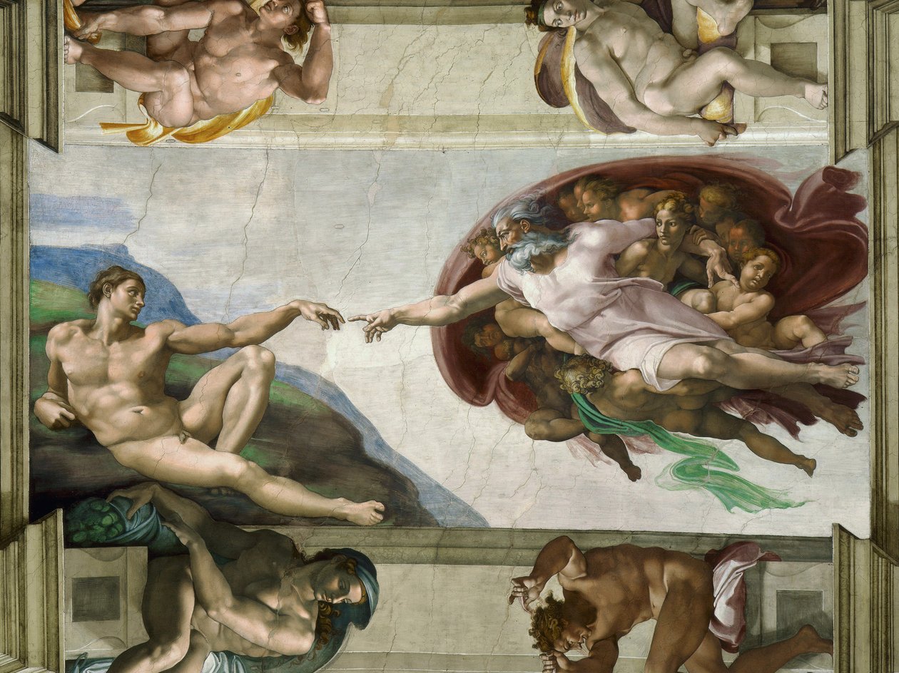 Stworzenie stropu Kaplicy Sykstyńskiej Adama w Watykanie, 1508-1512. autorstwa Michelangelo Buonarroti