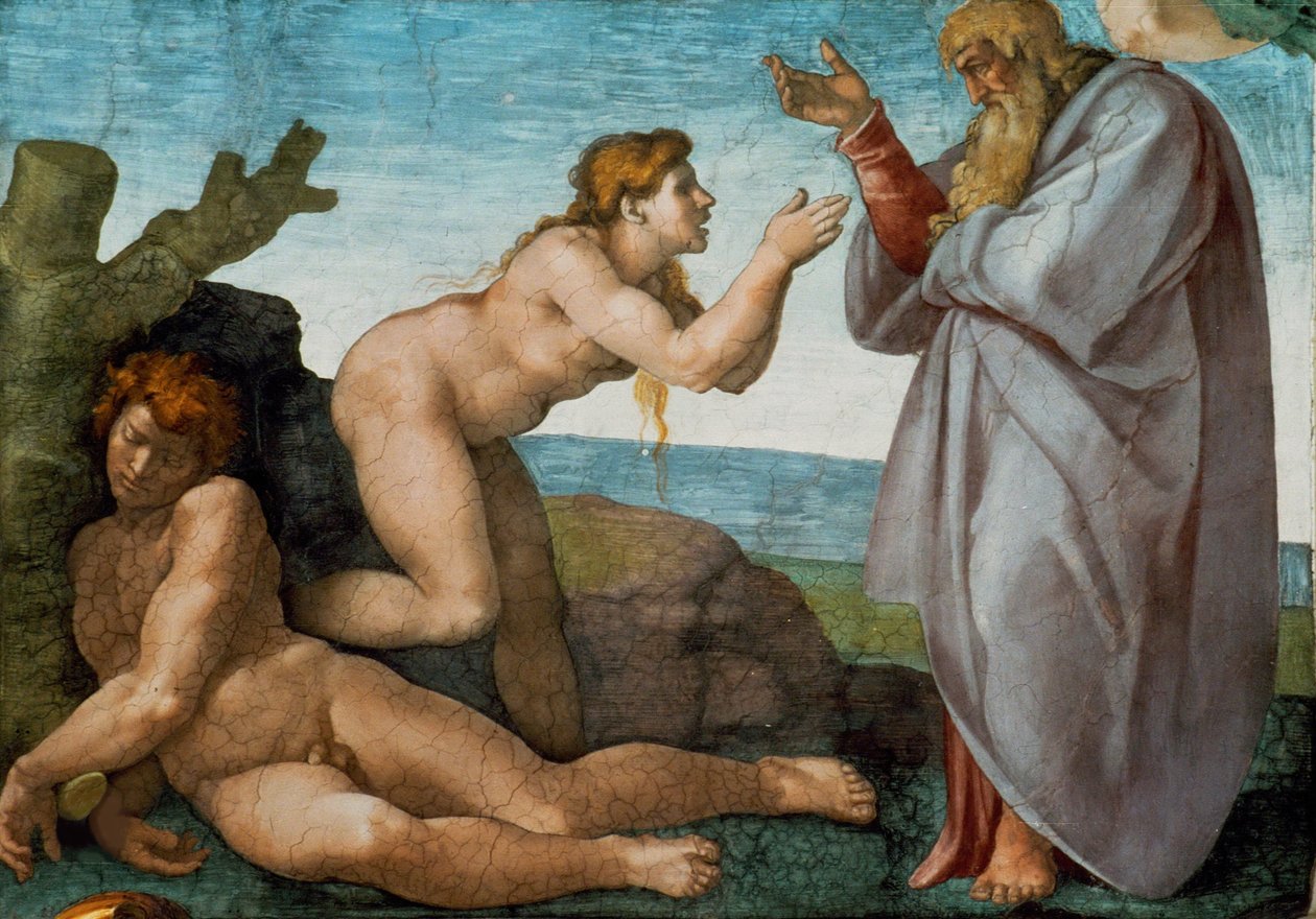 Stworzenie sufitu Kaplicy Sykstyńskiej Ewy w Watykanie, 1508-1512. autorstwa Michelangelo Buonarroti