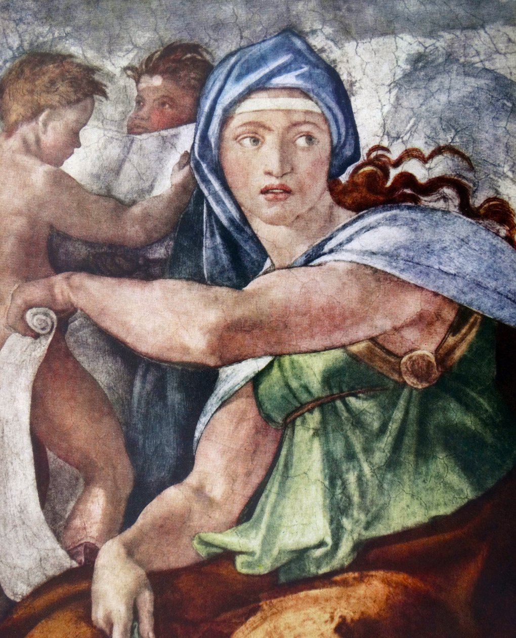 Sybilla delficka (fragment z Kaplicy Sykstyńskiej, Watykan, Rzym) 1509 autorstwa Michała Anioła (1475-1564). autorstwa Michelangelo Buonarroti