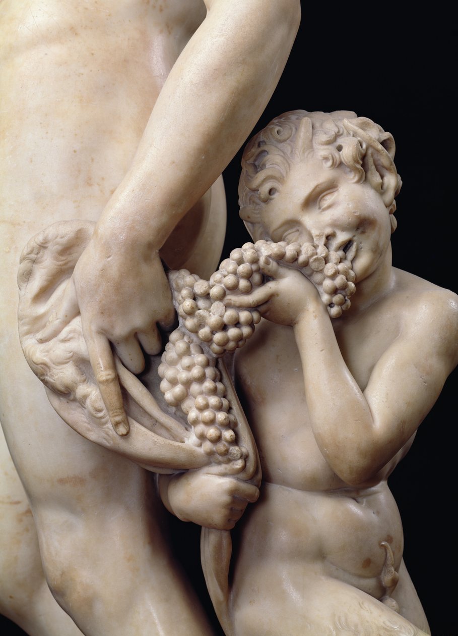 Pijaństwo Bachusa, detal satyra, 1496-97 detal marmurowy z 52672 autorstwa Michelangelo Buonarroti
