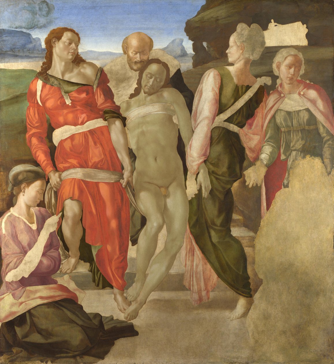 Złożenie do grobu (niedokończone) (panel) autorstwa Michelangelo Buonarroti