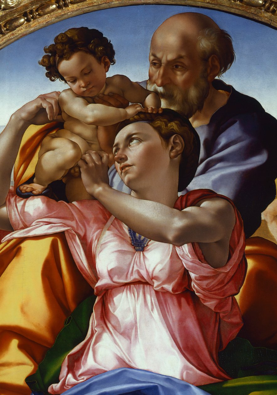 Święta Rodzina Michała Anioła Buonarrotiego (1475-1564), tempera na desce, 91x80 cm autorstwa Michelangelo Buonarroti