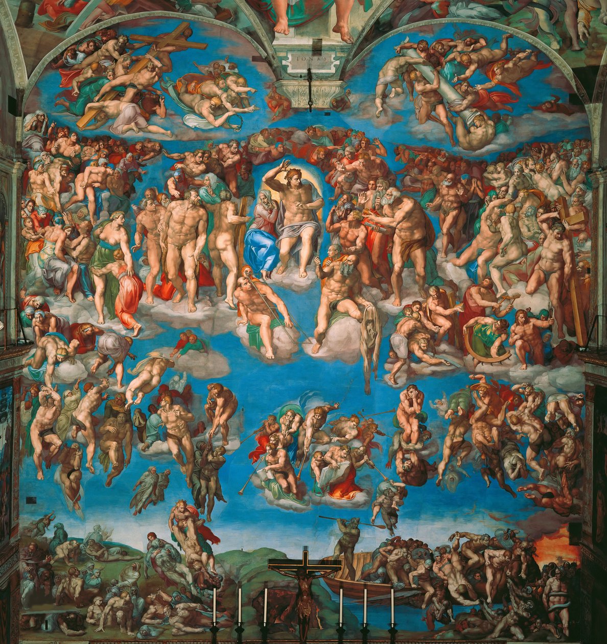 Fresk Sądu Ostatecznego Kaplicy Sykstyńskiej w Watykanie, 1536-1541. autorstwa Michelangelo Buonarroti