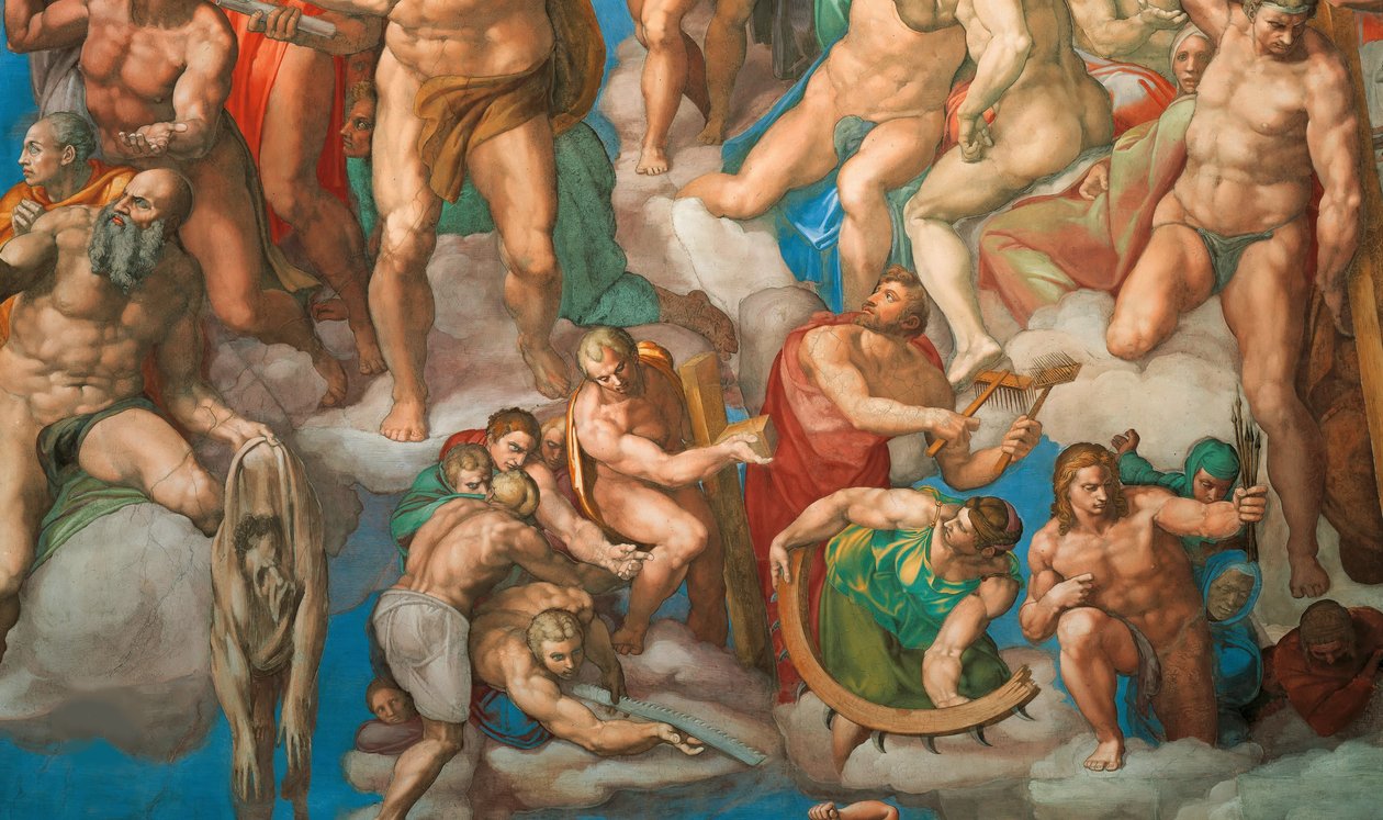Fresk Sądu Ostatecznego Kaplicy Sykstyńskiej w Watykanie, 1536-1541. autorstwa Michelangelo Buonarroti