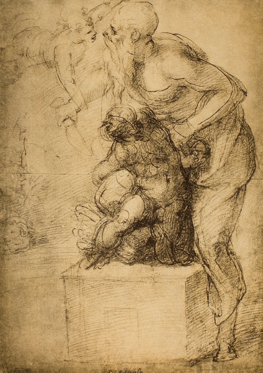 Ofiara Izaaka; rysunek Michała Anioła. Casa Buonarroti, Florencja autorstwa Michelangelo Buonarroti