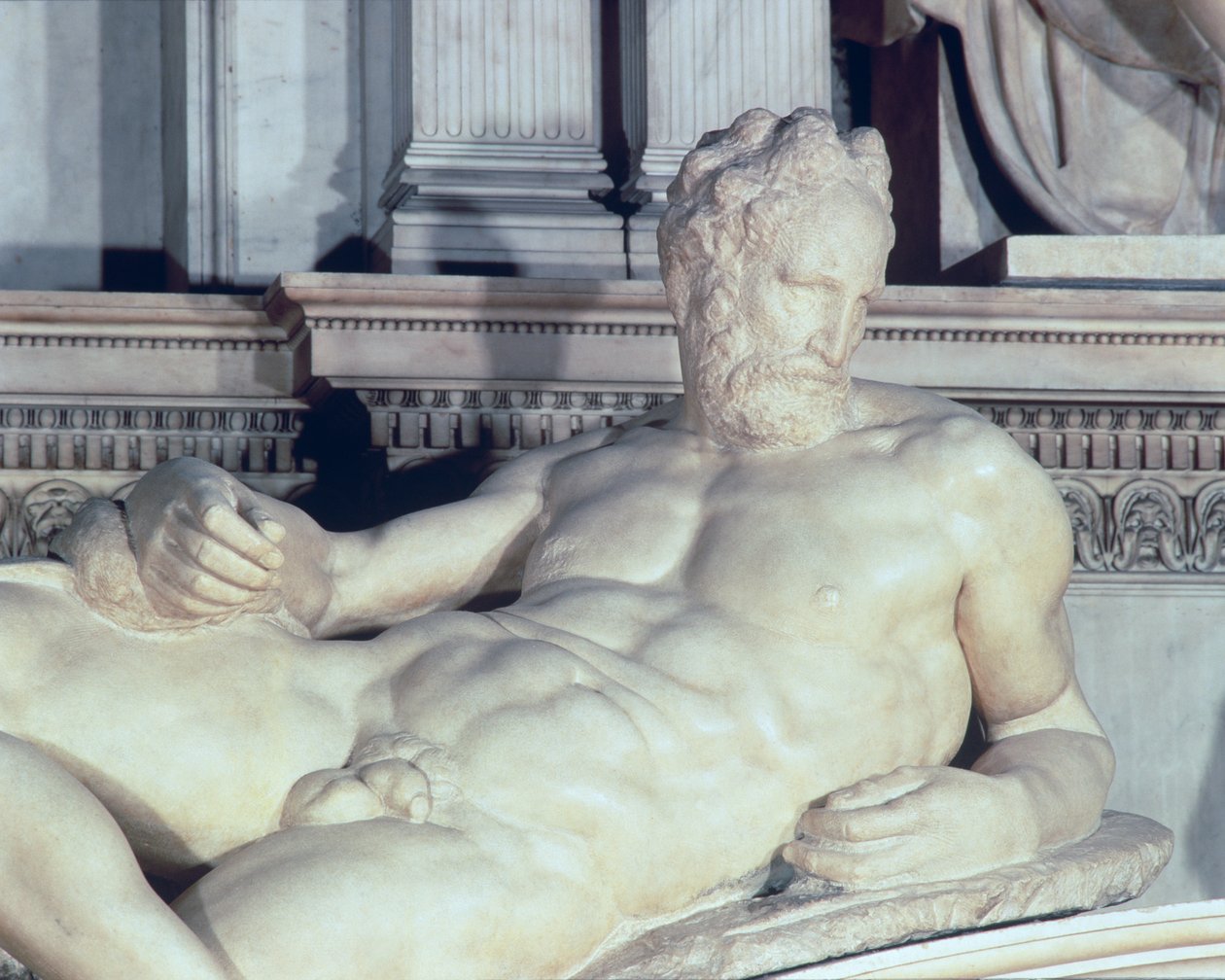 Grób Lorenzo de Medici, fragment marmuru Dusk autorstwa Michelangelo Buonarroti