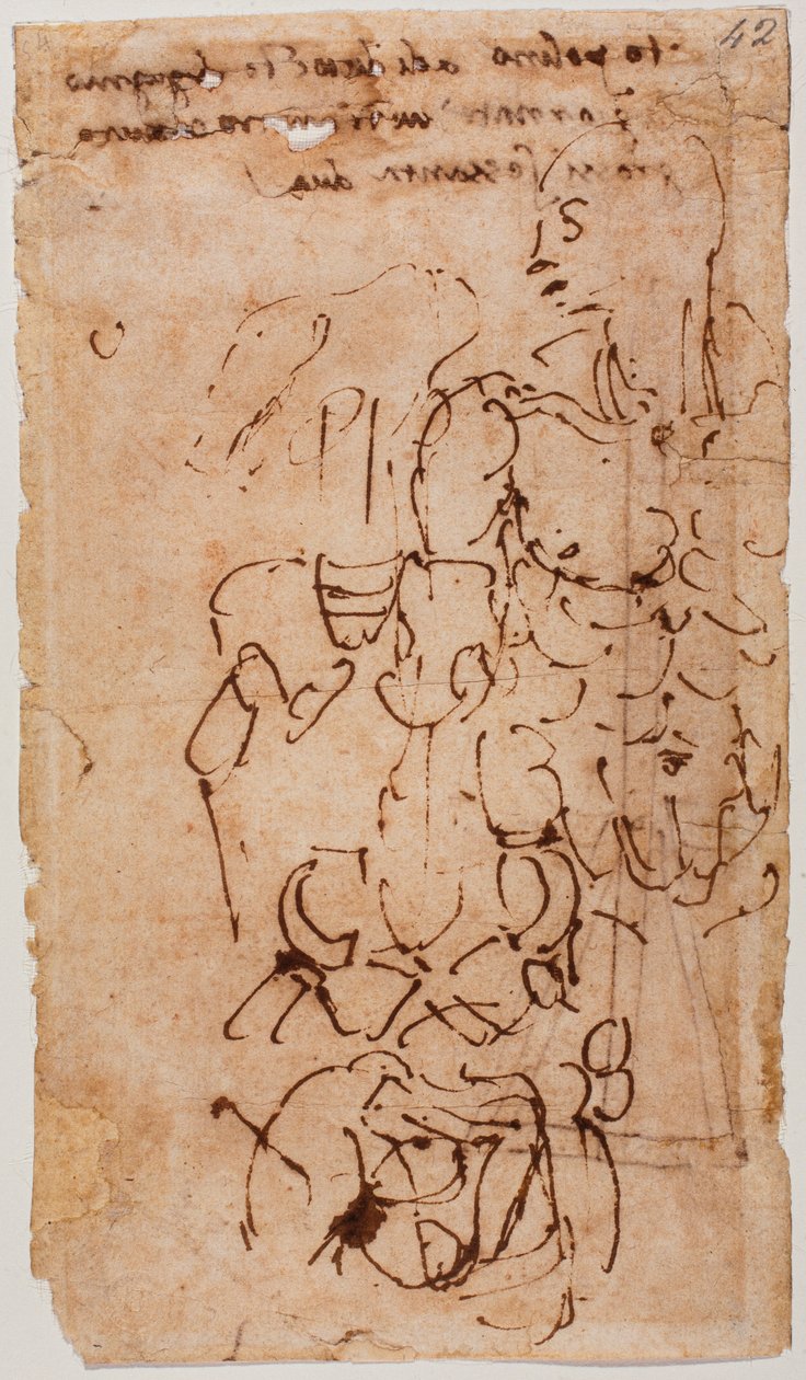 Niezidentyfikowany szkic i odręczny napis autorstwa Michelangelo Buonarroti