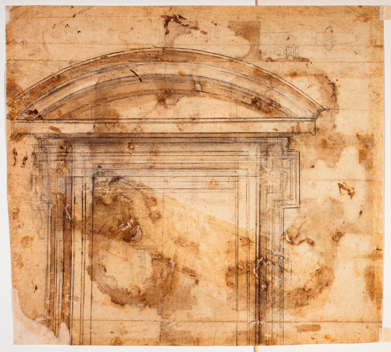 Szkice okien dla San Giovanni dei Fiorentini autorstwa Michelangelo Buonarroti