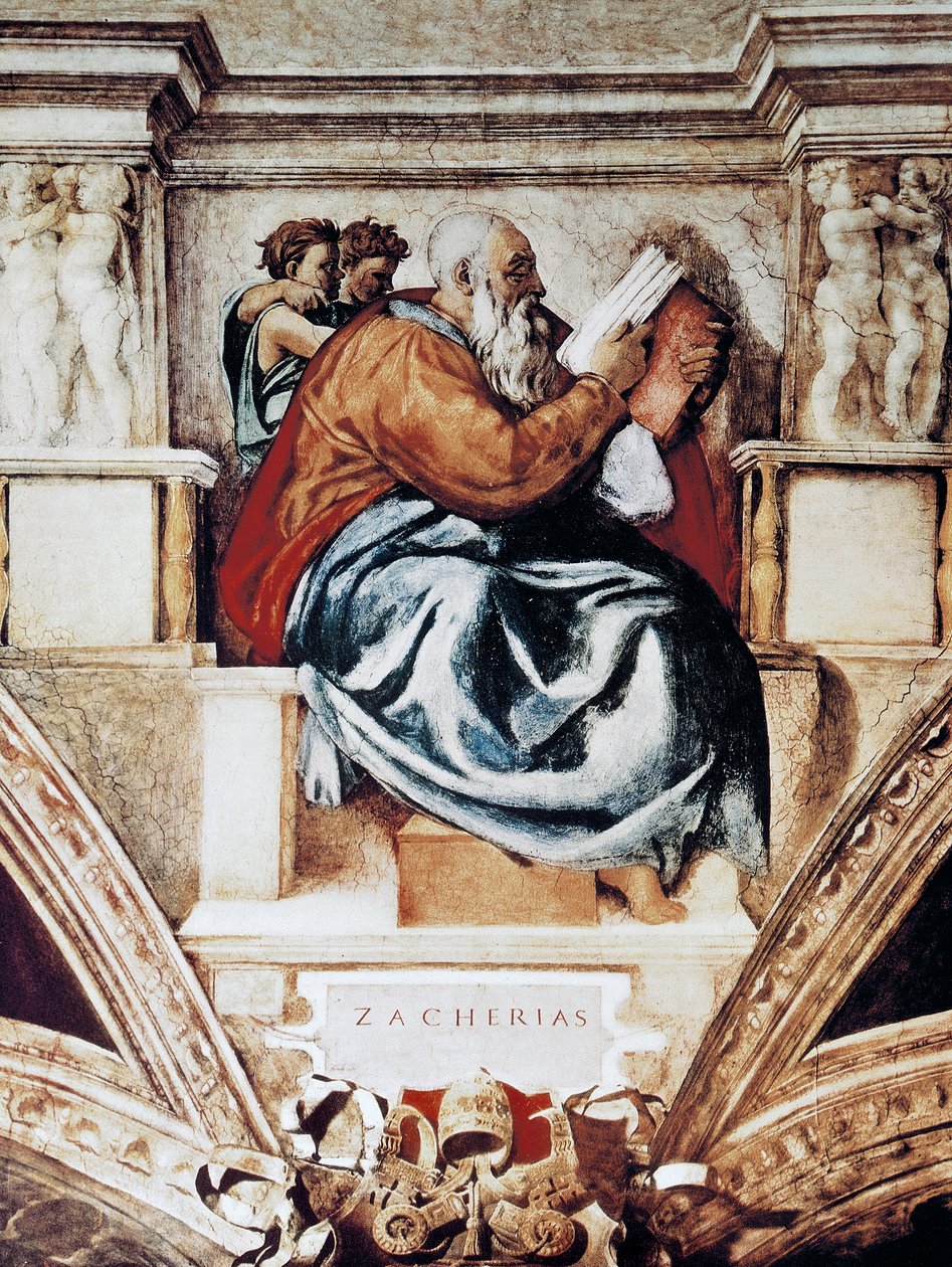 Zachariasz, fragment sufitu Kaplicy Sykstyńskiej autorstwa Michelangelo Buonarroti