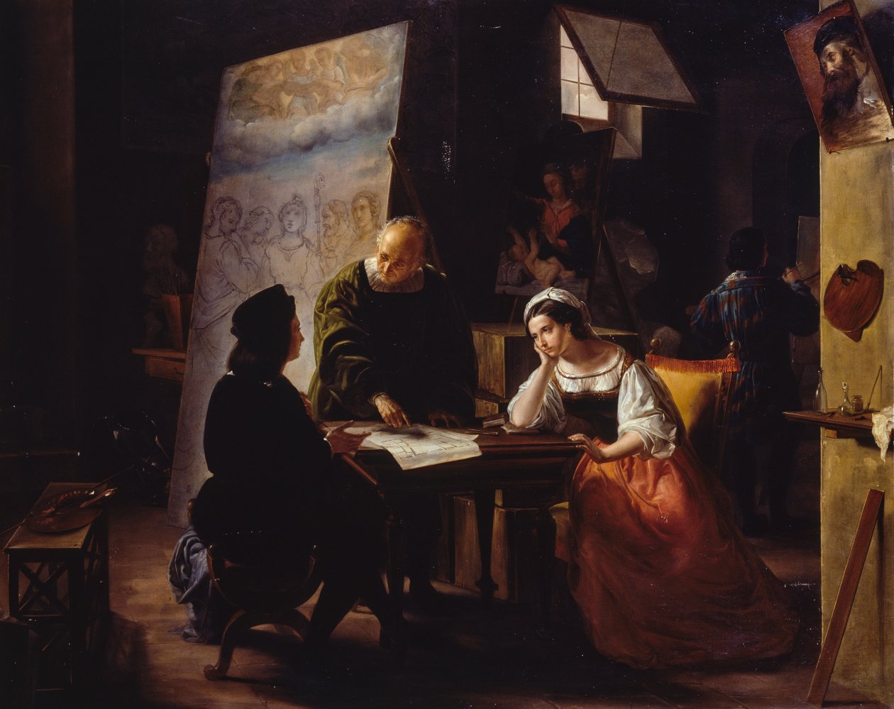 W pracowni Raffaello autorstwa Michelangelo Fumagalli