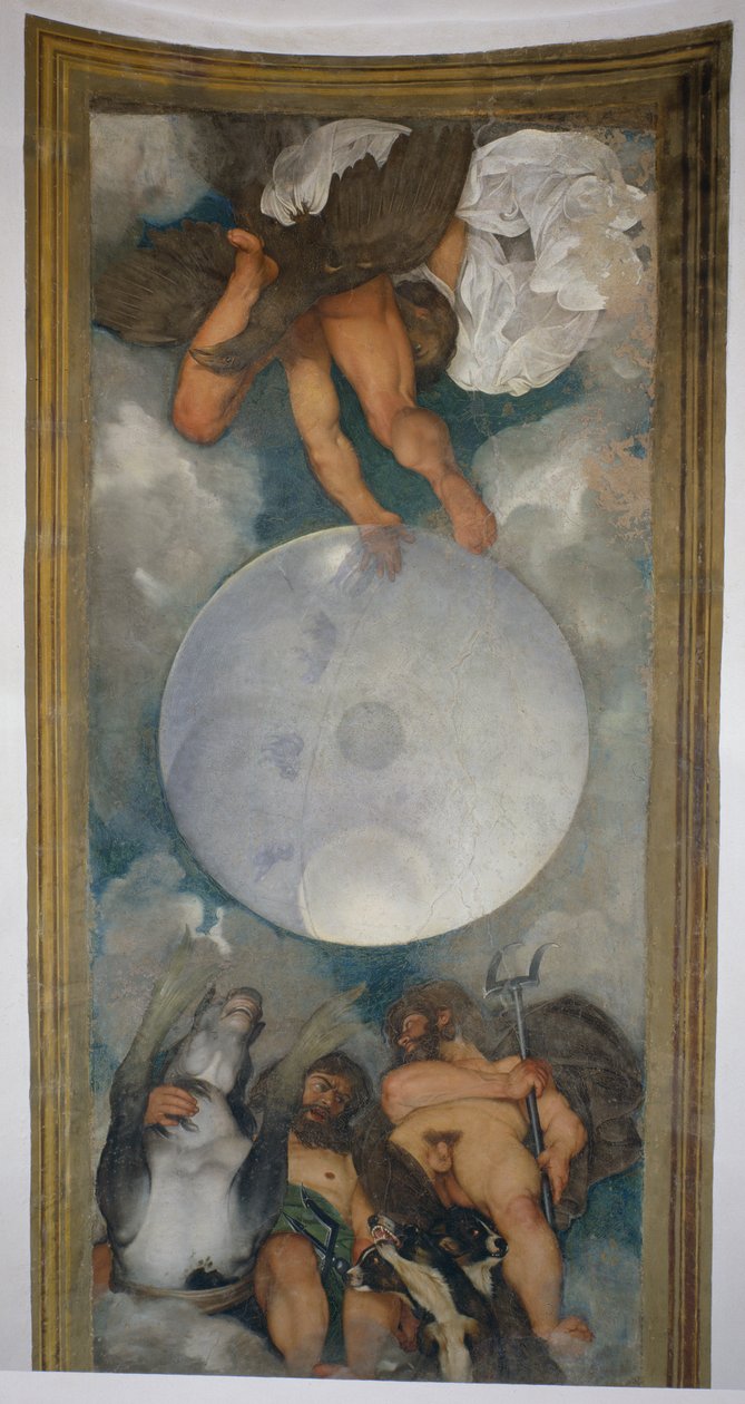 Alegoria Żywiołów, Wszechświata i Znaków Zodiaku, 1597 (olej na tynku) (szczegóły w 107110) autorstwa Michelangelo Merisi Caravaggio