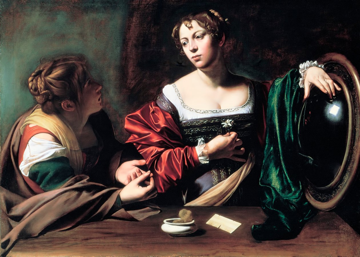 Marta i Maria Magdalena, c. 1598 autorstwa Michelangelo Merisi Caravaggio