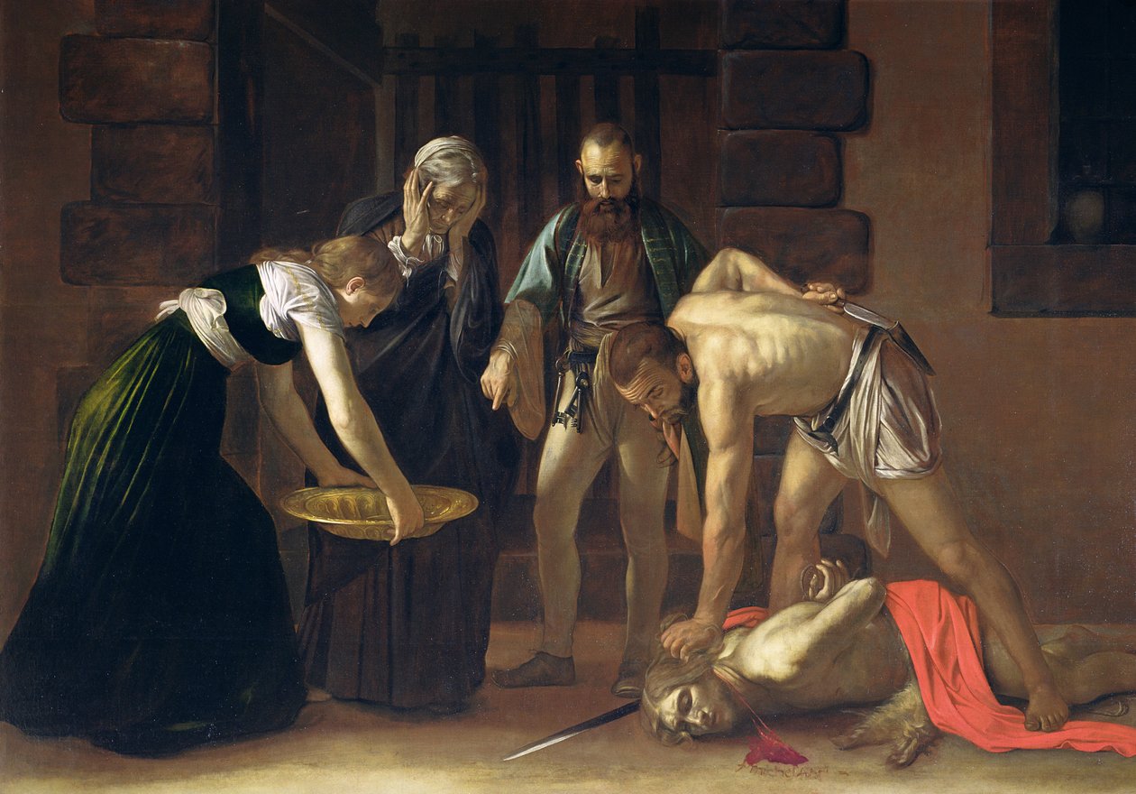 Ścięcie św. Jana Chrzciciela, 1608 (detal z 127654) autorstwa Michelangelo Merisi Caravaggio