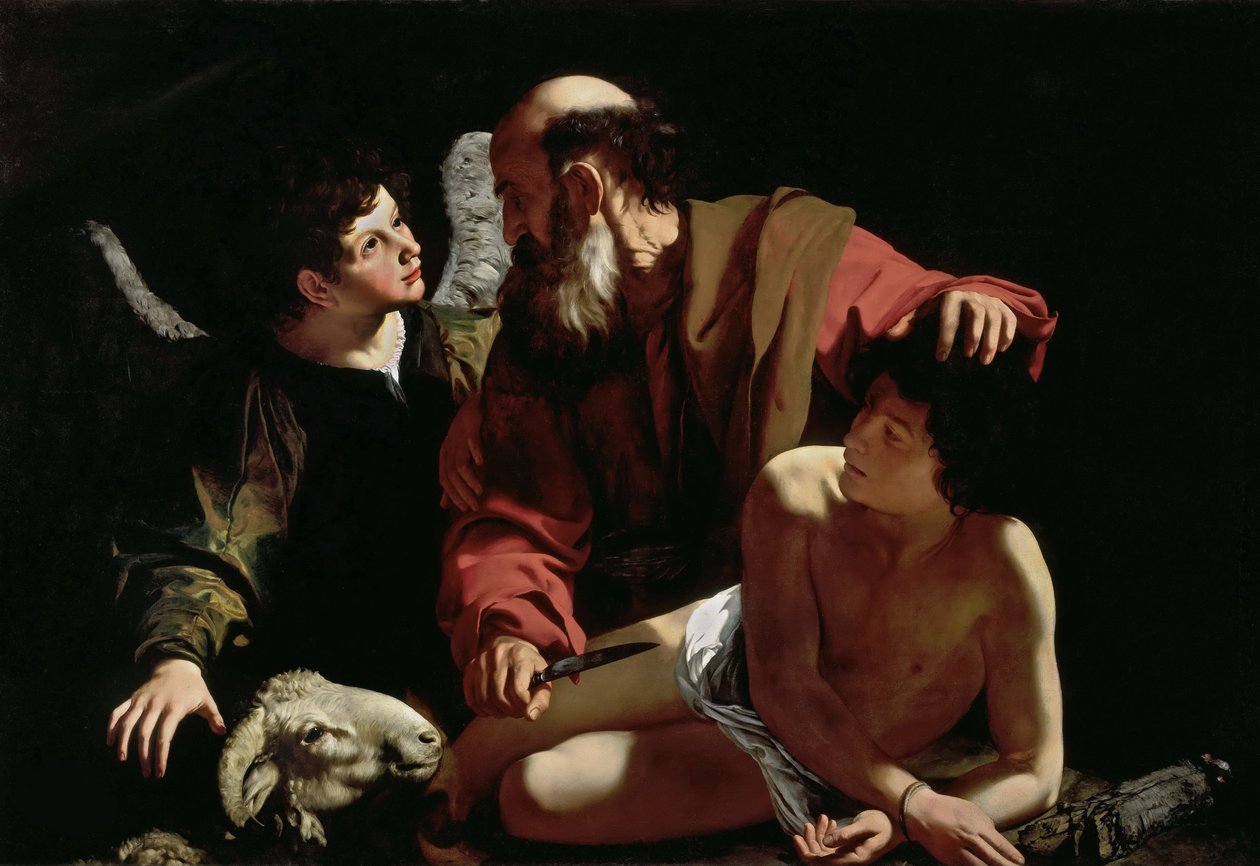 Abraham ofiarujący Izaaka – Caravaggio, Michelangelo (1571-1610). Olej na płótnie, ok. 1597-1599, Wymiary: 116x173. Kolekcja Barbary Piaseckiej Johnson autorstwa Michelangelo Merisi da Caravaggio