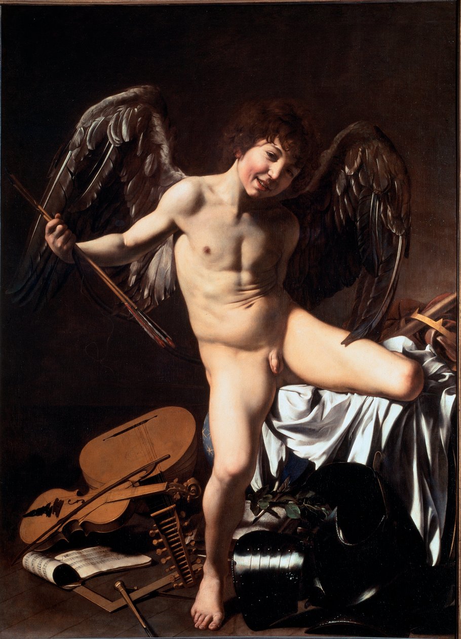 Amor vincit omnia (zwany Zwycięskim Kupidynem lub Miłością Triumfującą lub Miłością Ziemską) (Malarstwo autorstwa Michelangelo Merisi da Caravaggio