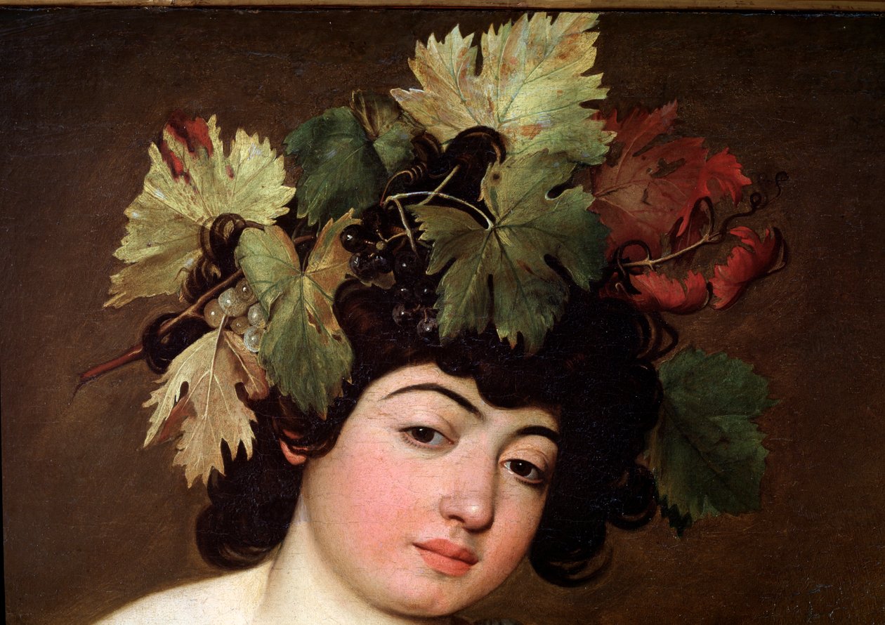 Bachus. Detal (malarstwo autorstwa Michelangelo Merisi da Caravaggio