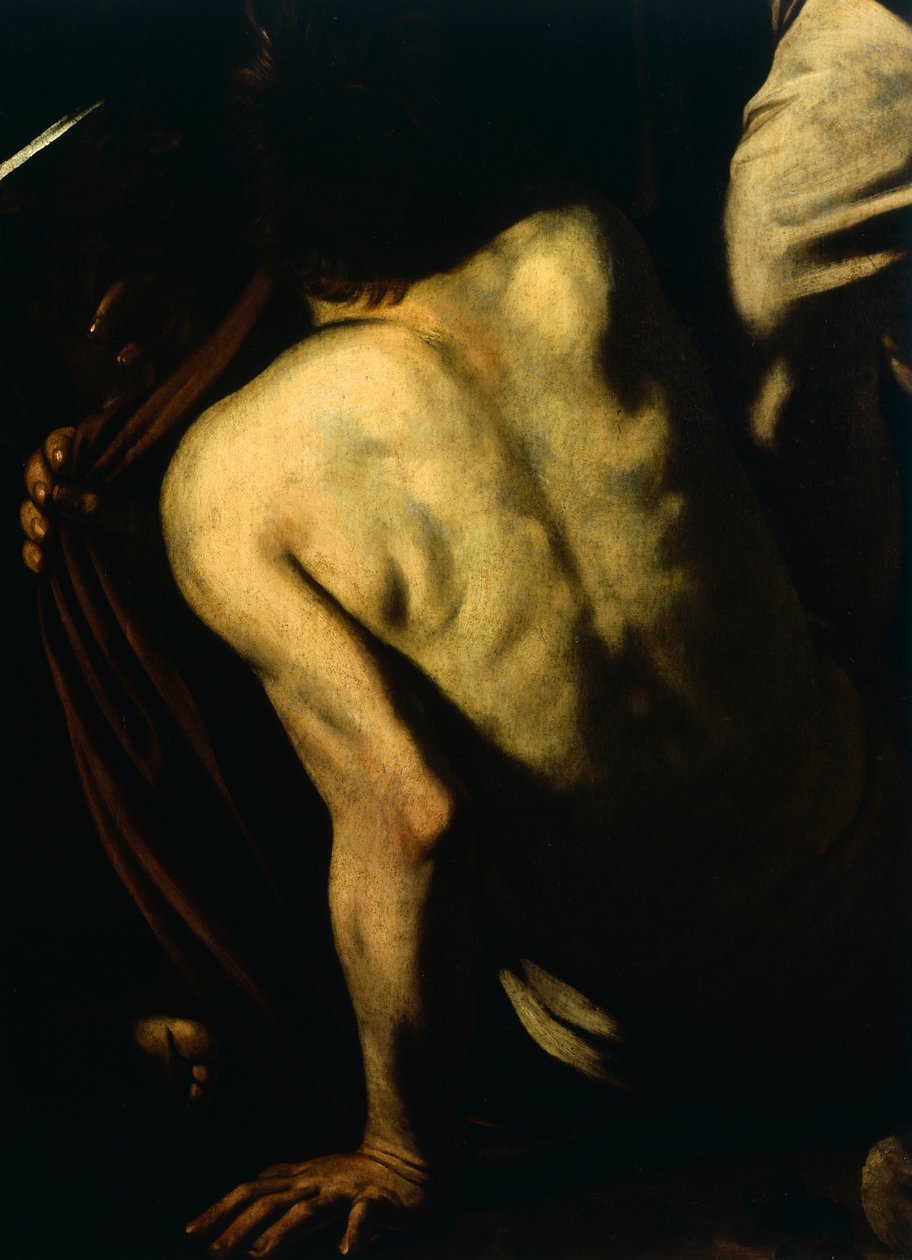 Ubranie nagich, detal z Matki Bożej Miłosierdzia lub Siedmiu Aktów Miłosierdzia, ok. 1606-07 (olej na płótnie) autorstwa Michelangelo Merisi da Caravaggio