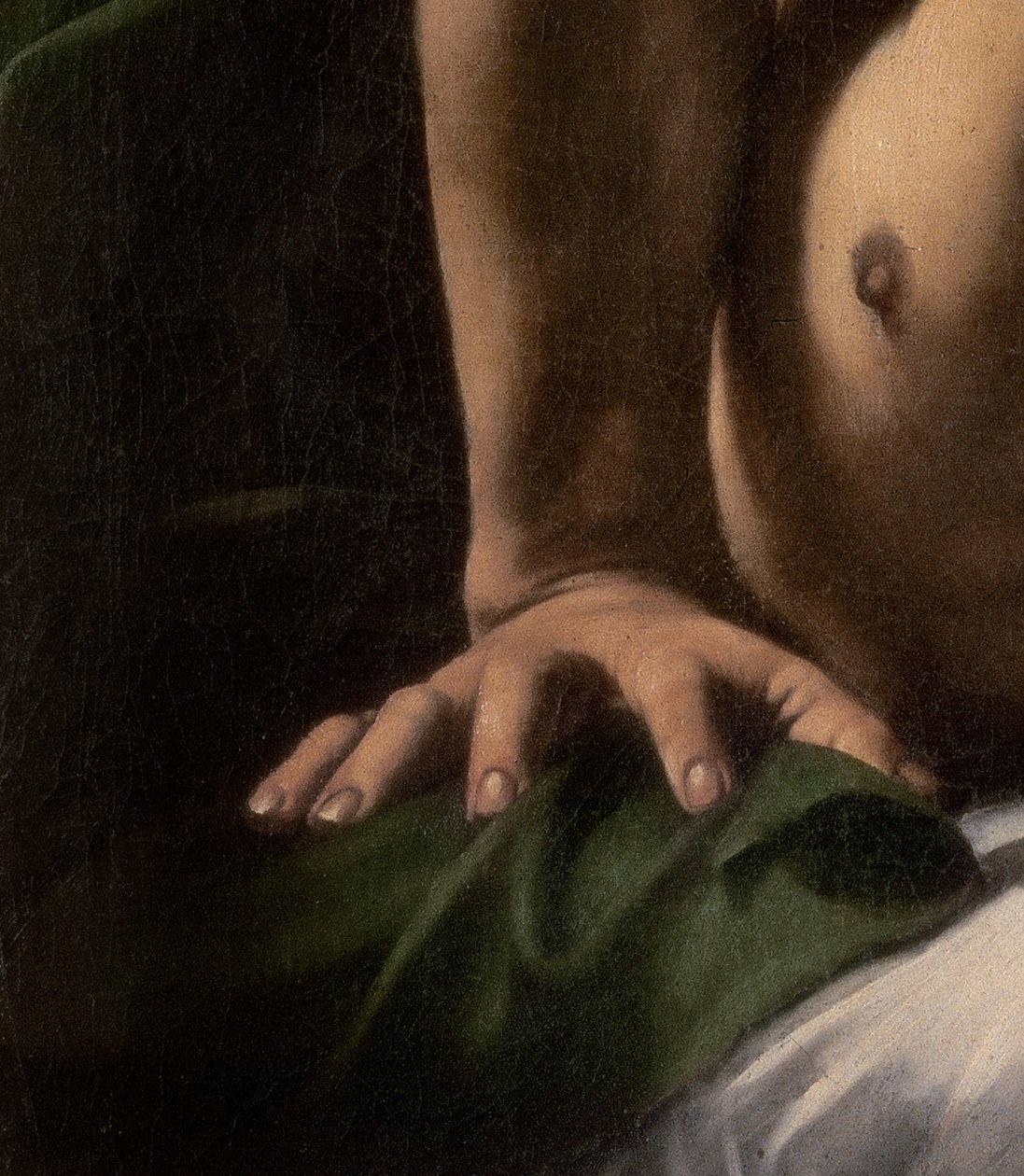Fragment ręki generała z Judyty i Holofernesa, 1599 autorstwa Michelangelo Merisi da Caravaggio