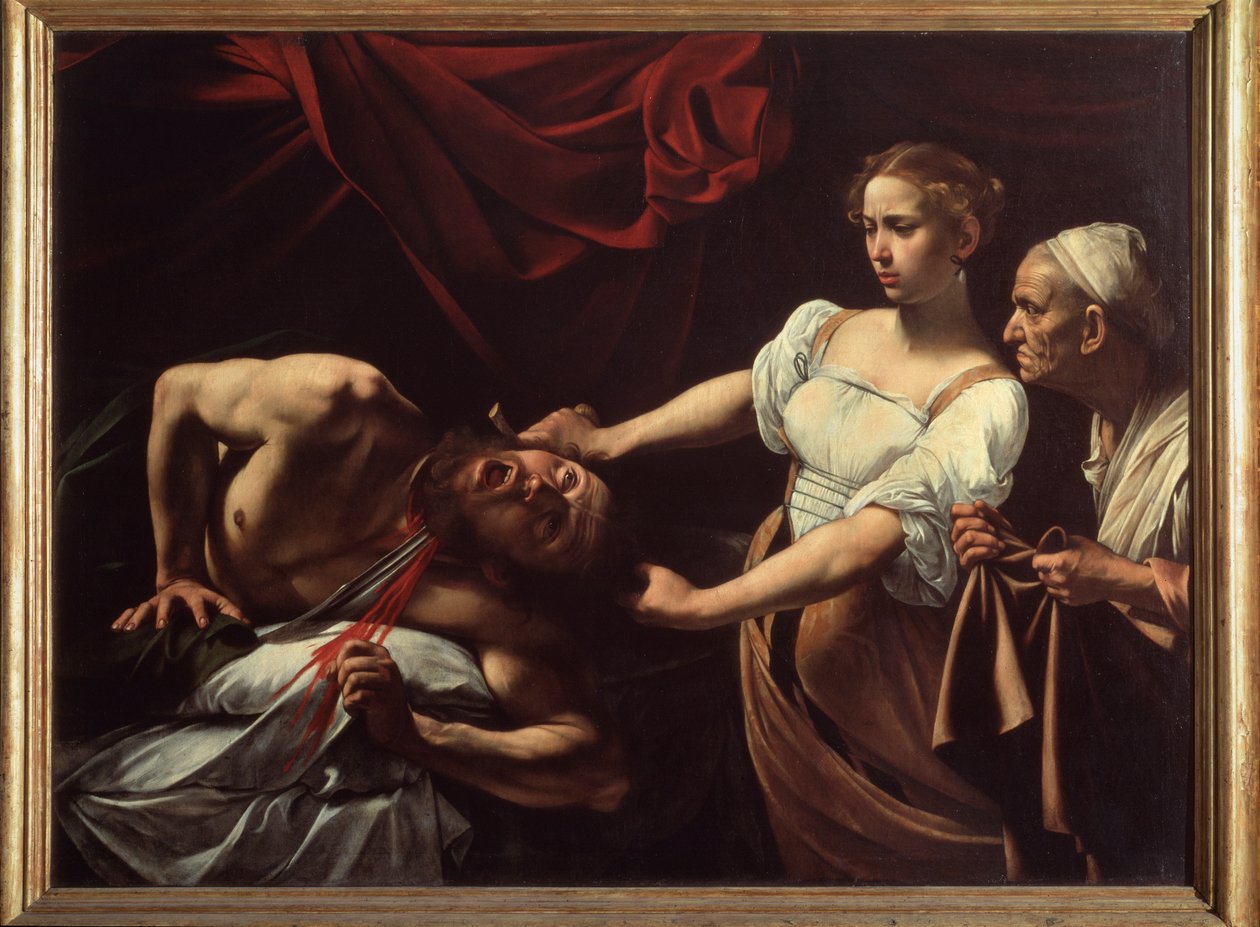 Judyta odcinająca głowę Holofernesowi (olej na płótnie autorstwa Michelangelo Merisi da Caravaggio