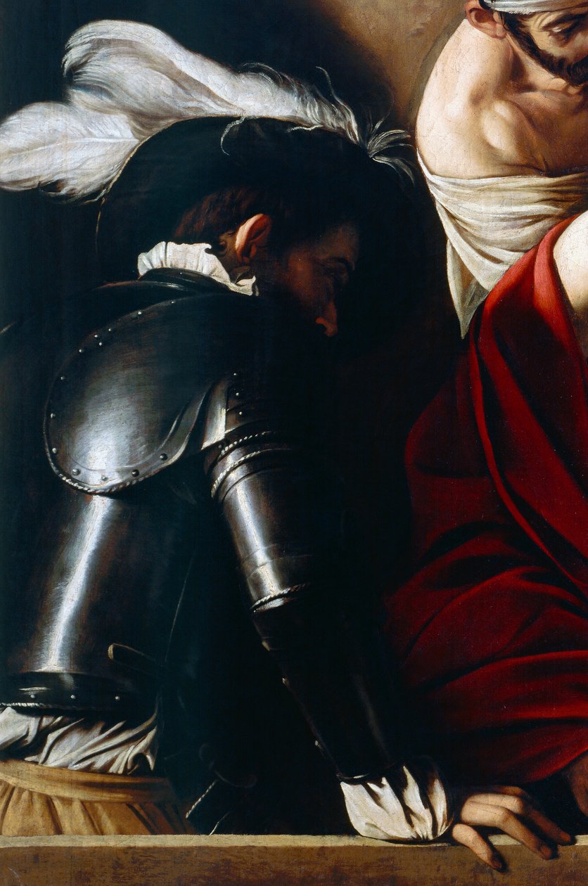 Mężczyzna w zbroi, z Ukoronowanie cierniem, ok. 1603 (olej na płótnie) (detal z 507206) autorstwa Michelangelo Merisi da Caravaggio