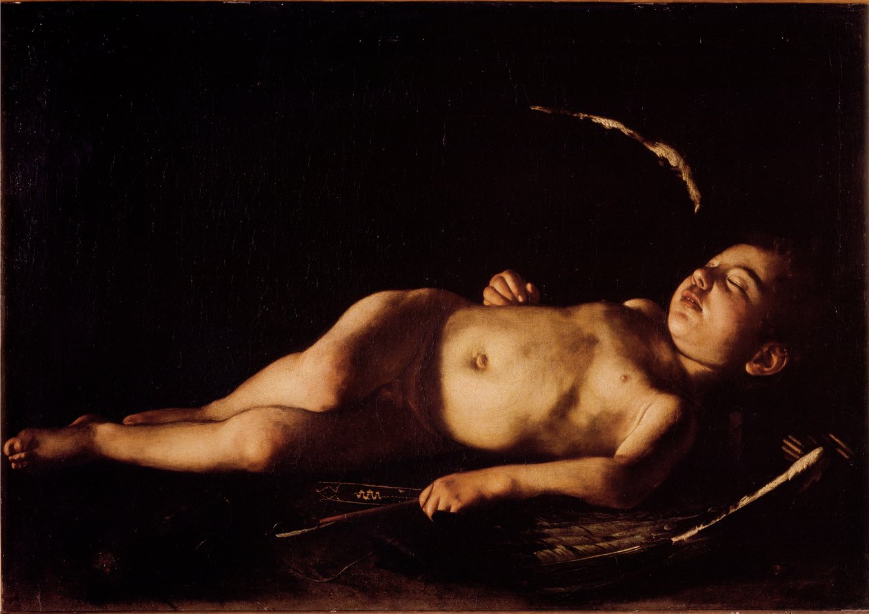 Śpiąca miłość Obraz Michelangelo Merisi zwany Caravaggio lub il Caravaggio (1571-1610) 1608 nd 71x105 cm Florencja, Palazzo Pitti, Galleria Palatina autorstwa Michelangelo Merisi da Caravaggio