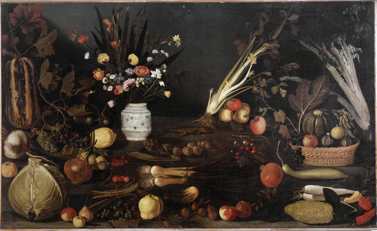 Martwa natura z kwiatami i owocami - olej na płótnie ok.1590 autorstwa Michelangelo Merisi da Caravaggio