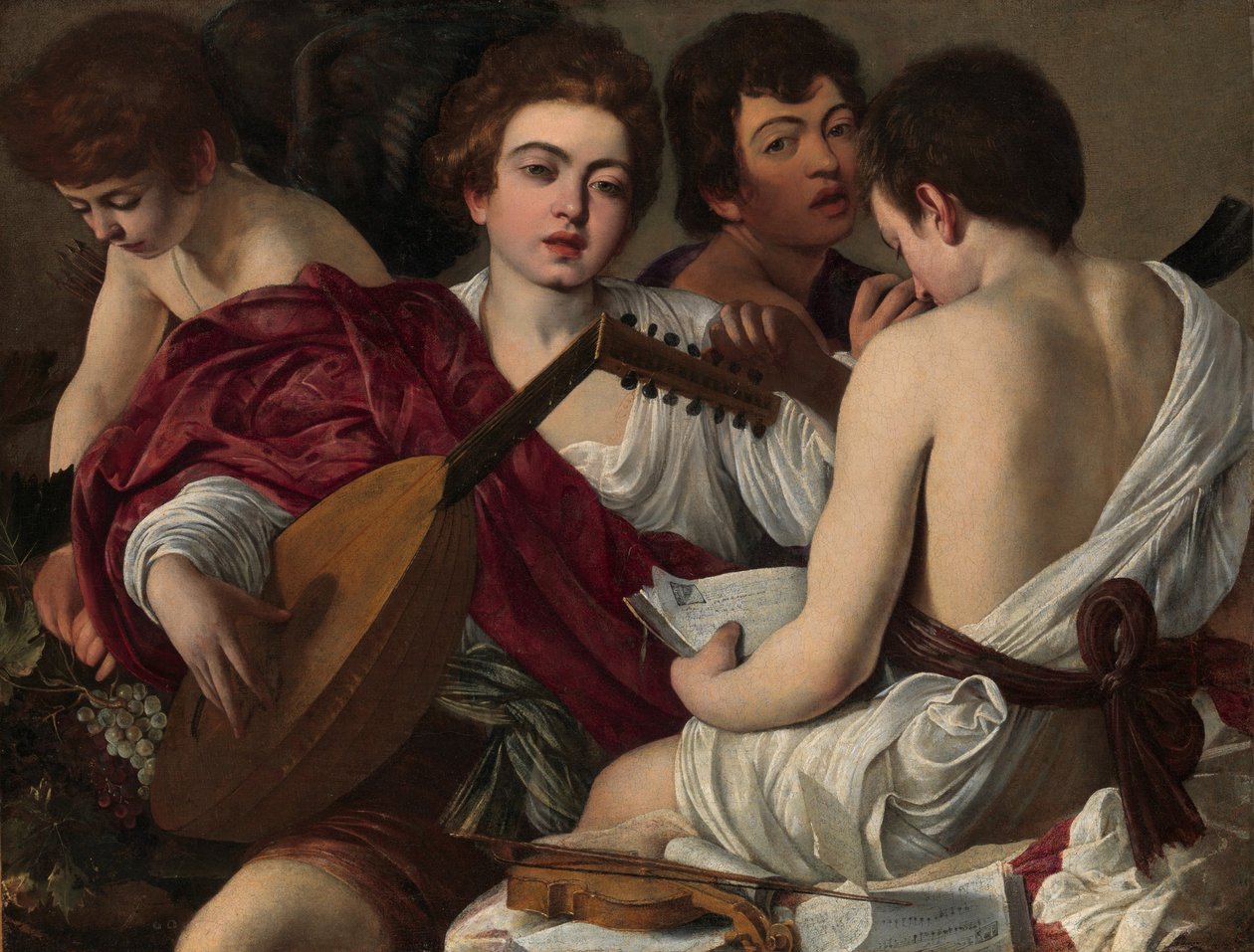 Muzycy, ok. 1595 (olej na płótnie) autorstwa Michelangelo Merisi da Caravaggio