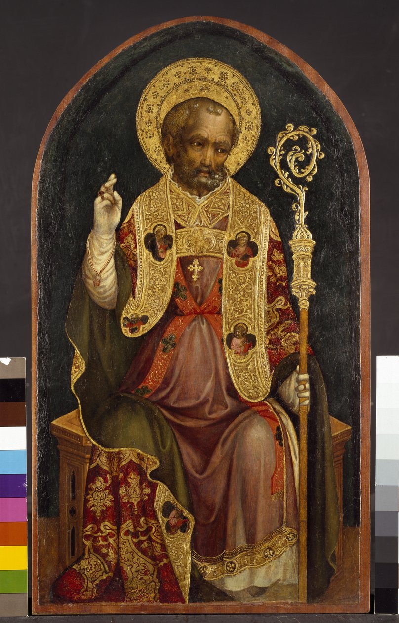 Święty biskup, XV w. (tempera na panelu) autorstwa Michele Giambono