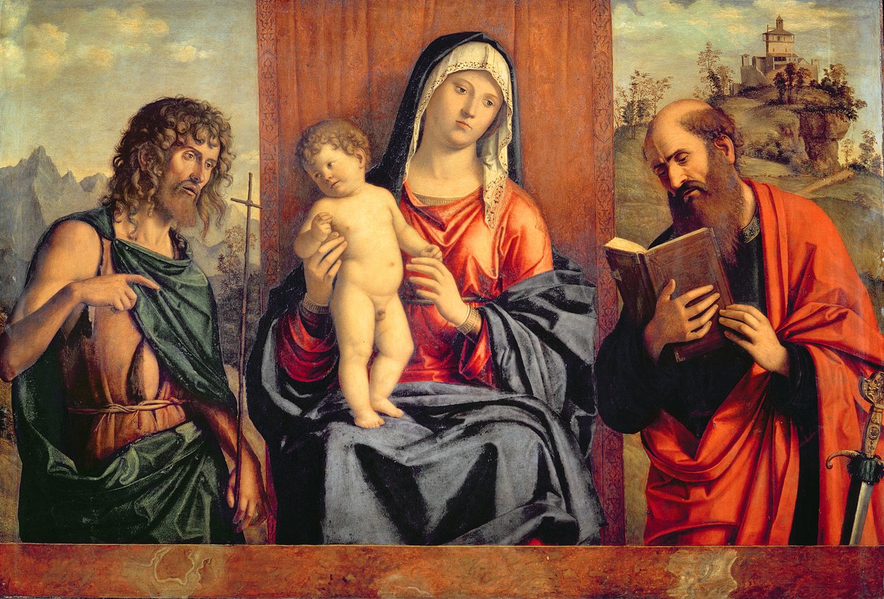 Madonna z Dzieciątkiem ze św. Janem Chrzcicielem i św. Pawłem autorstwa Michele Giambono