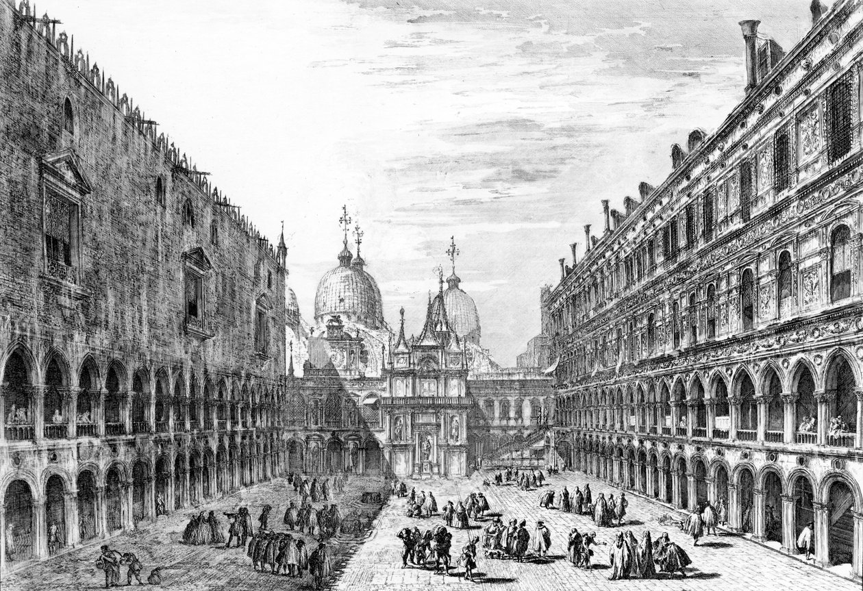 Widok San Marco, Wenecja z dziedzińca Palazzo Ducale, 1741 autorstwa Michele Marieschi