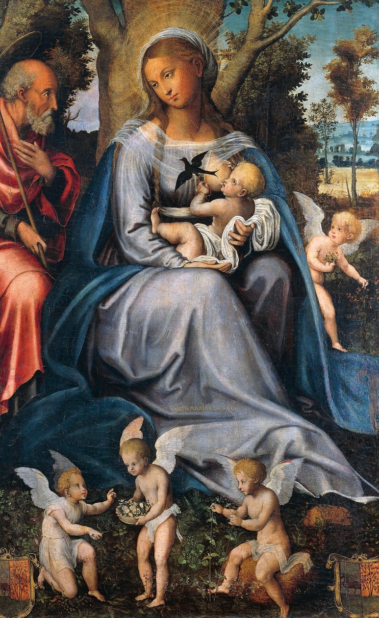 Descanso no Egipto, painel central do Tríptico da Consolação, atribuído a Michele Cavaro (1517-1584), têmpera e óleo sobre madeira.verniz autorstwa Michele (attr.) Cavaro