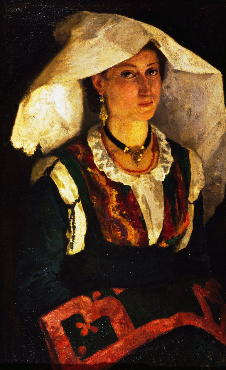 Kobieta w stroju sardyńskim, ok. 1875, Michele Cammarano (1835-1920), olej na płótnie. autorstwa Michele Cammarano