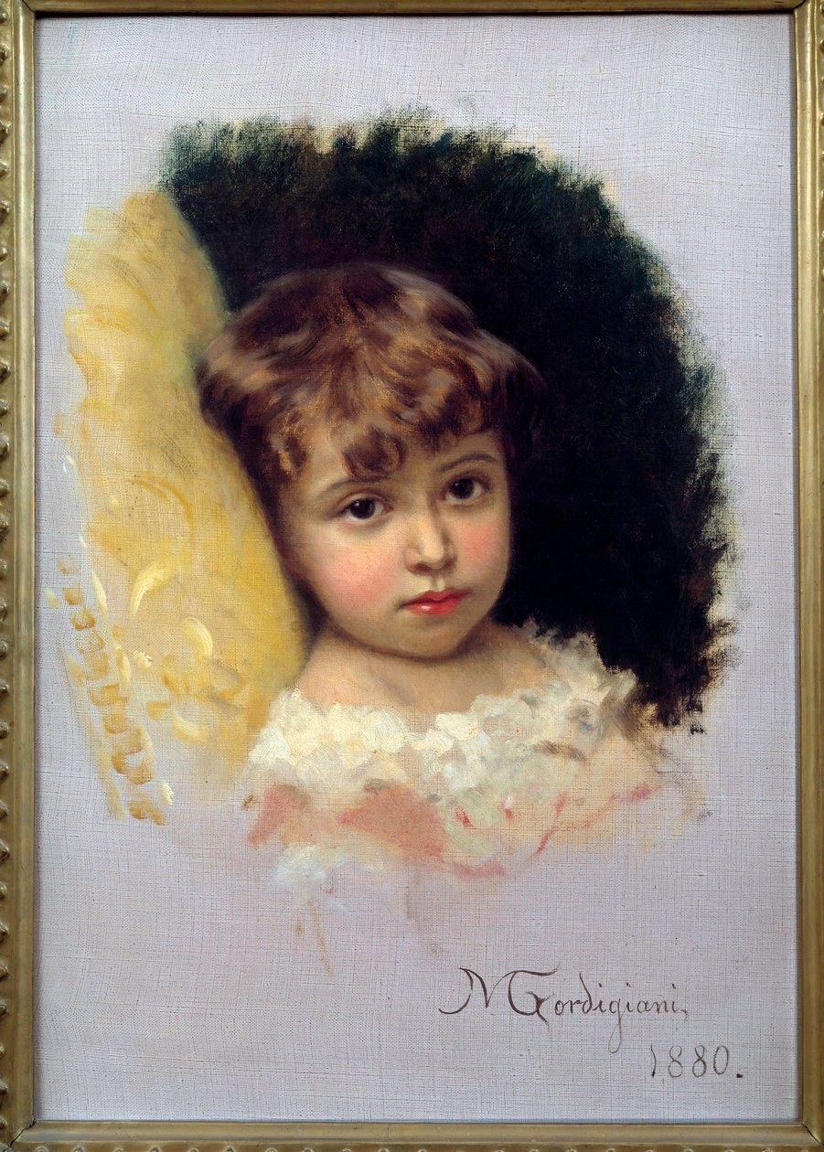 Obraz portretu dziecka autorstwa Michela Gordigiani (1830-1909) 1880 Florencja, Muzeum Sztuki Nowoczesnej autorstwa Michele Giordigiani