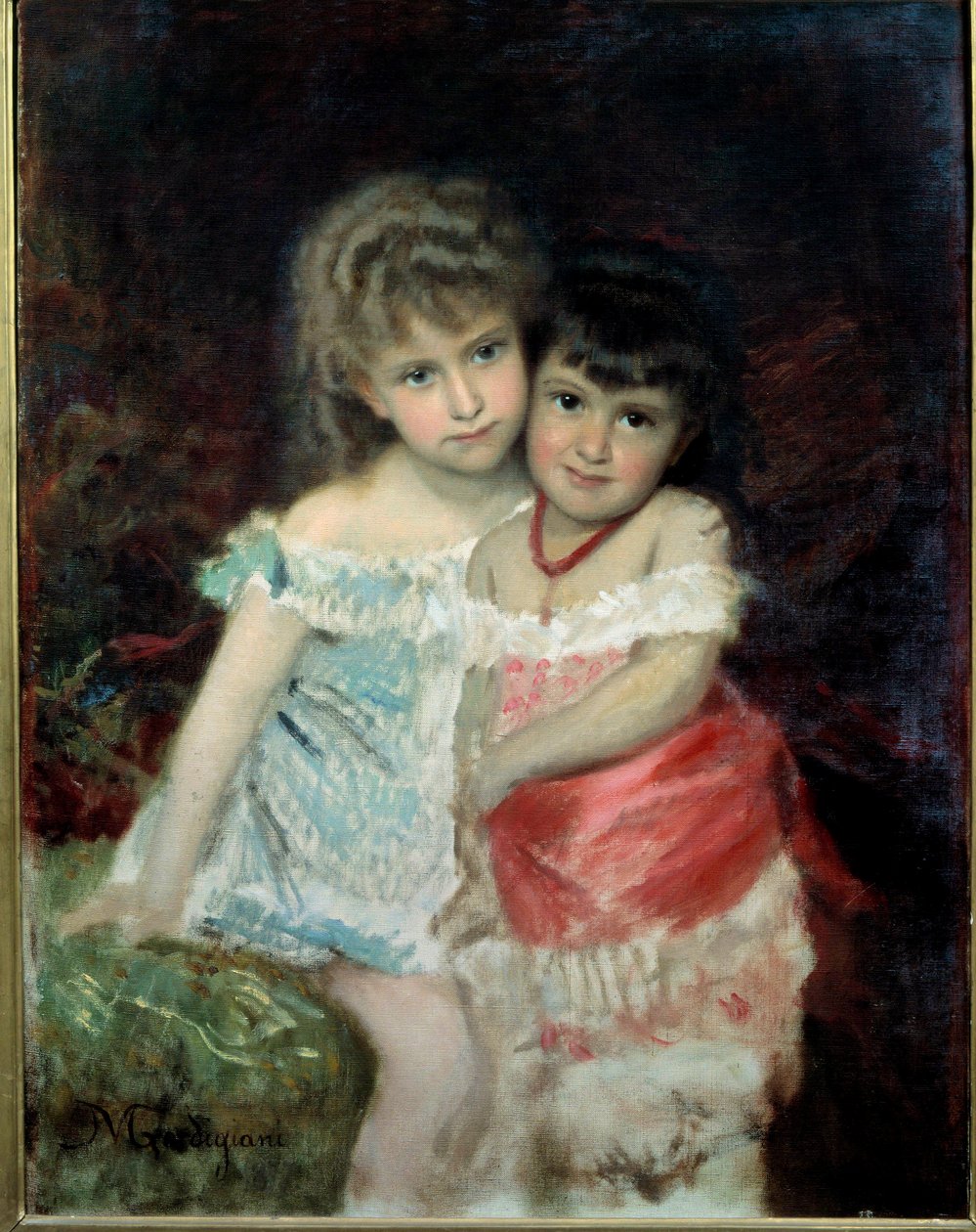 Portret Blanche i Amelie Malarstwo Michela Gordigiani (1830-1909) 1877 Florencja, Muzeum Sztuki Nowoczesnej autorstwa Michele Giordigiani