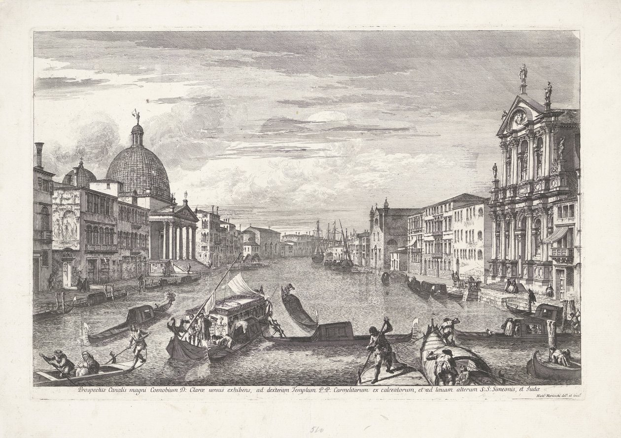 Canal Grande w Wenecji Prospekt Grand Canal of Coenobium D: wyraźne linie (...) (tytuł na obiekcie) Gezichten op Venetië (tytuł serii) Wspaniałe i wybrane widoki Wenecji (tytuł serii) autorstwa Michele Marieschi