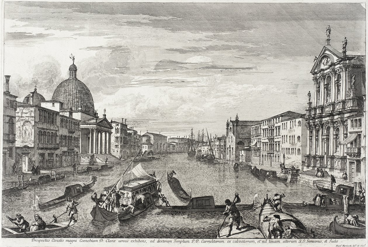 Canal Grande między San Simeone Piccolo a Santa Chiara autorstwa Michele Marieschi