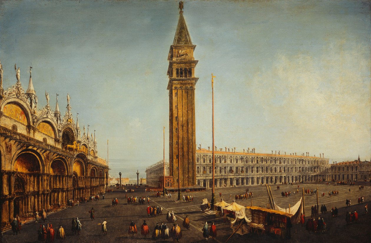 Piazza San Marco, Wenecja, z Torre dell „Orologio, c.1737-9 autorstwa Michele Marieschi