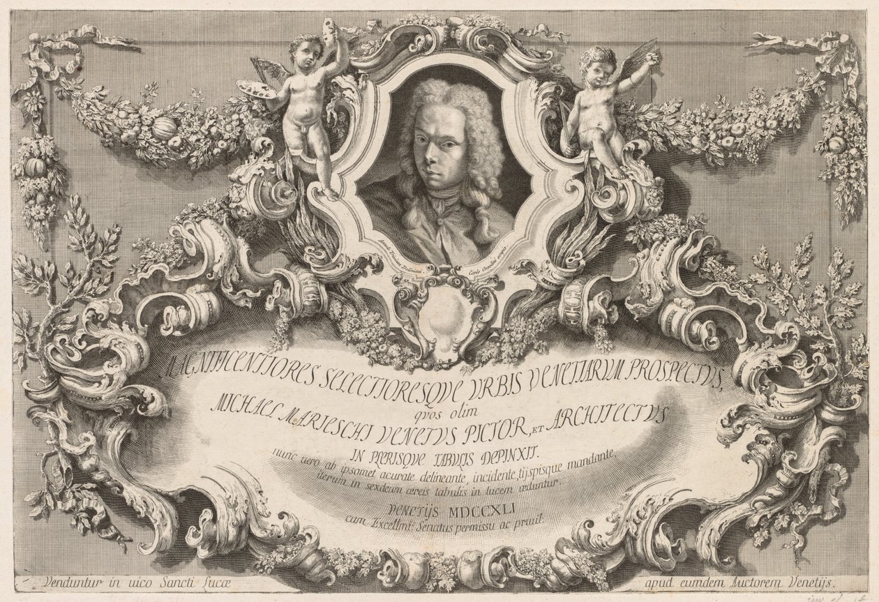 Widoki Wenecji: Frontyspis – Strona tytułowa, 1741. autorstwa Michele Marieschi