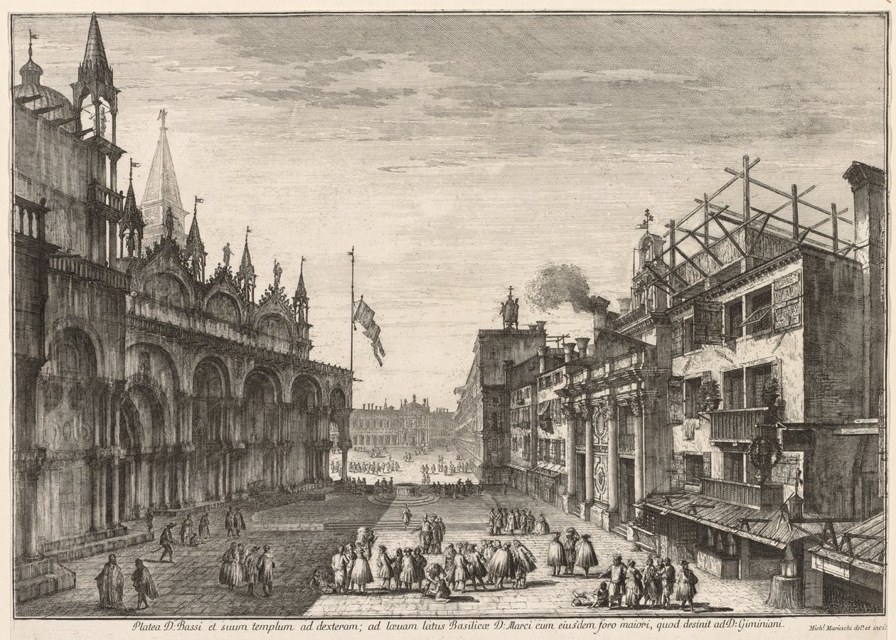 Widoki Wenecji: Piazzetta S. Basso autorstwa Michele Marieschi