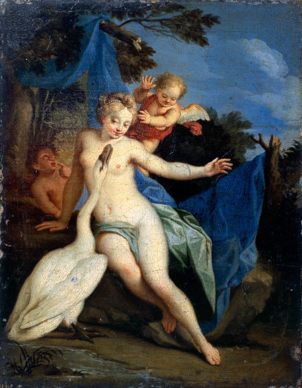 Leda i łabędź (olej na płótnie) autorstwa Michele Rocca