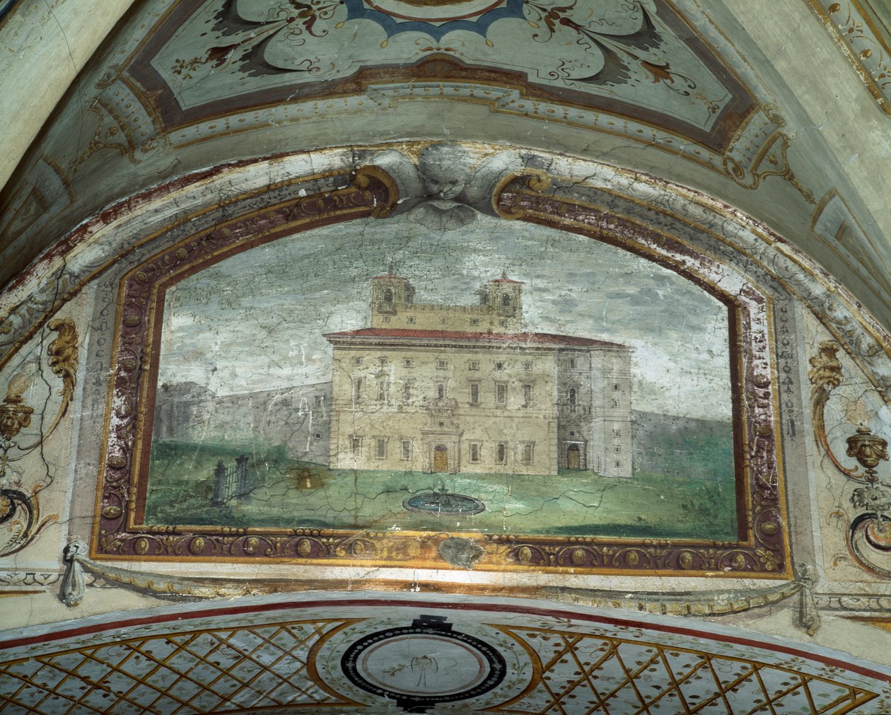 Detal fresku, Villa Medicea di Careggi fresk autorstwa Michelozzo di Bartolommeo