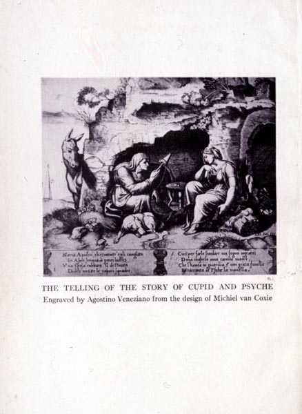 Opowiadanie historii Kupidyna i Psyche rytowane przez Agostino Veneziano (1490-1540) autorstwa Michiel I after Coxie or Coxcie