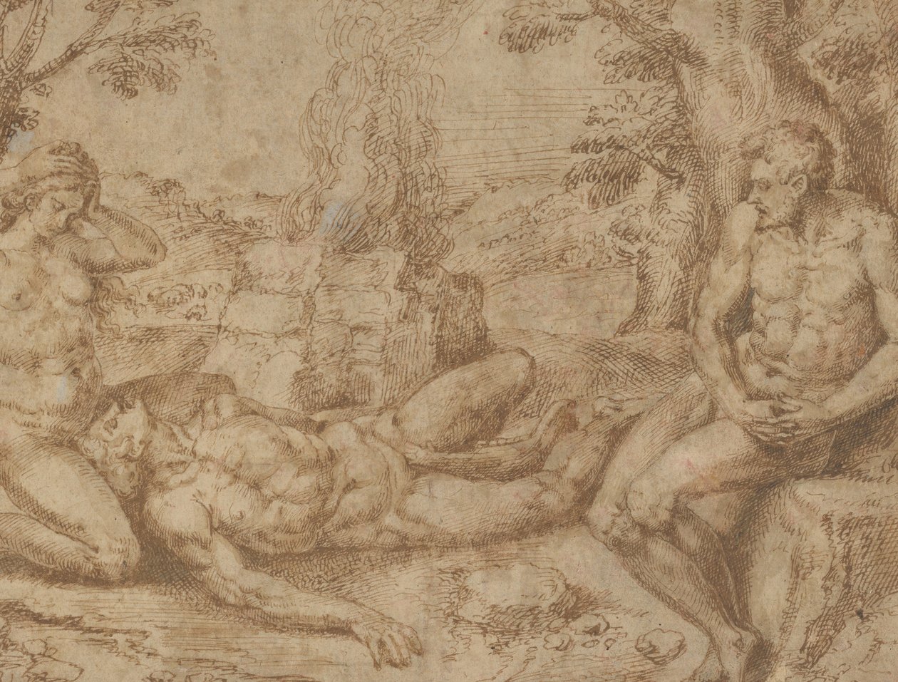 Adam i Ewa opłakujący śmierć Abla, ca. 1576. autorstwa Michiel Coxie