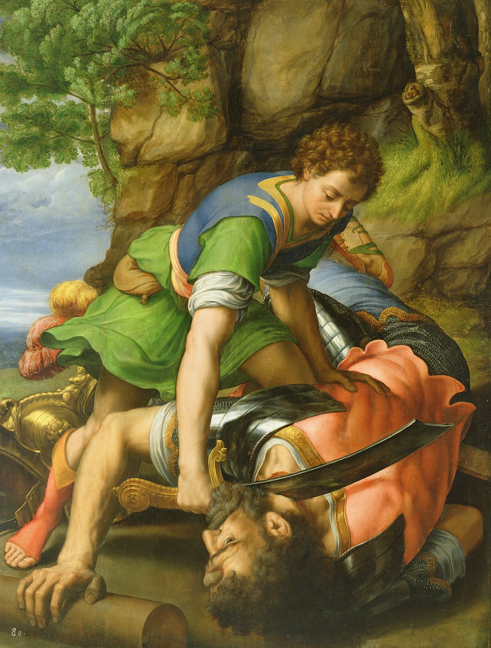 Dawid ścina Goliatowi (panel) autorstwa Michiel I Coxie or Coxcie