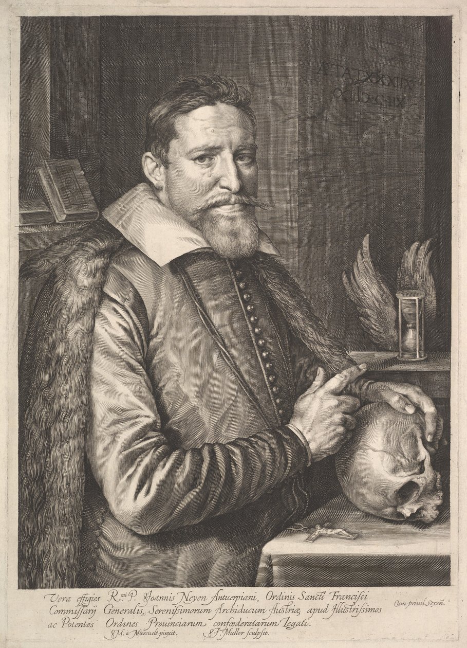 Portret Joannes Neyen, generała zakonu franciszkanów, ambasadora w Trewirze, 1608. autorstwa Michiel Jansz van Miereveld