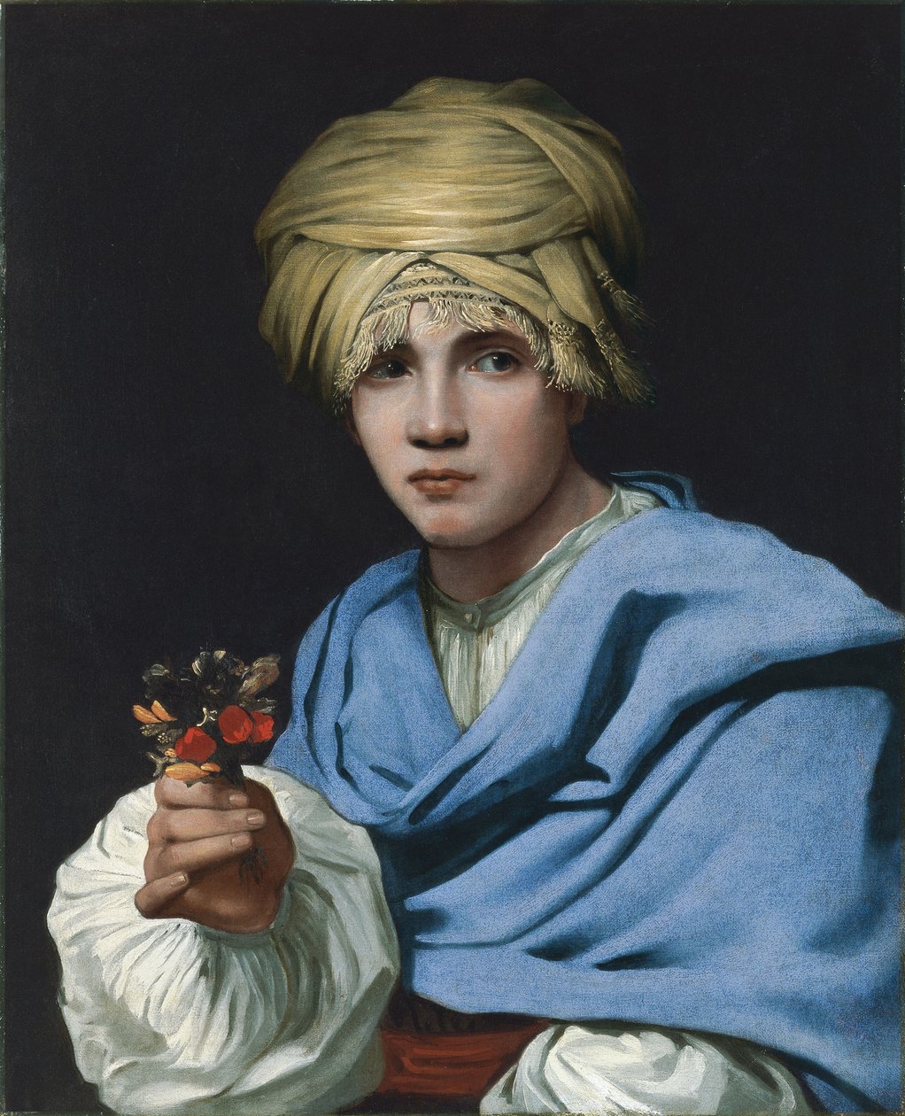 Chłopiec w turbanie trzymający nosegay autorstwa Michiel Sweerts