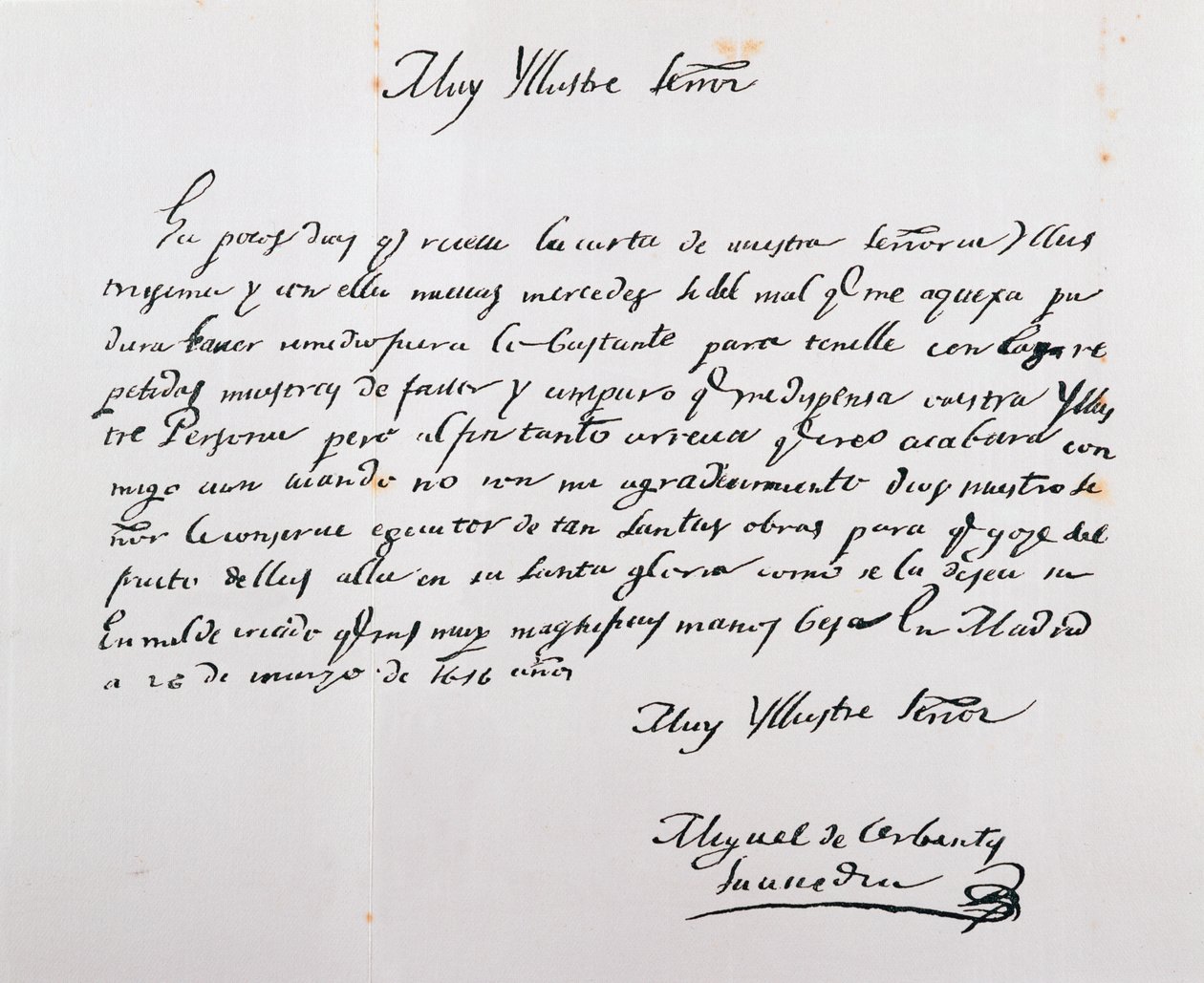 List do arcybiskupa Toledo, 26 marca 1616 (tusz na papierze) autorstwa Miguel de Cervantes Saavedra