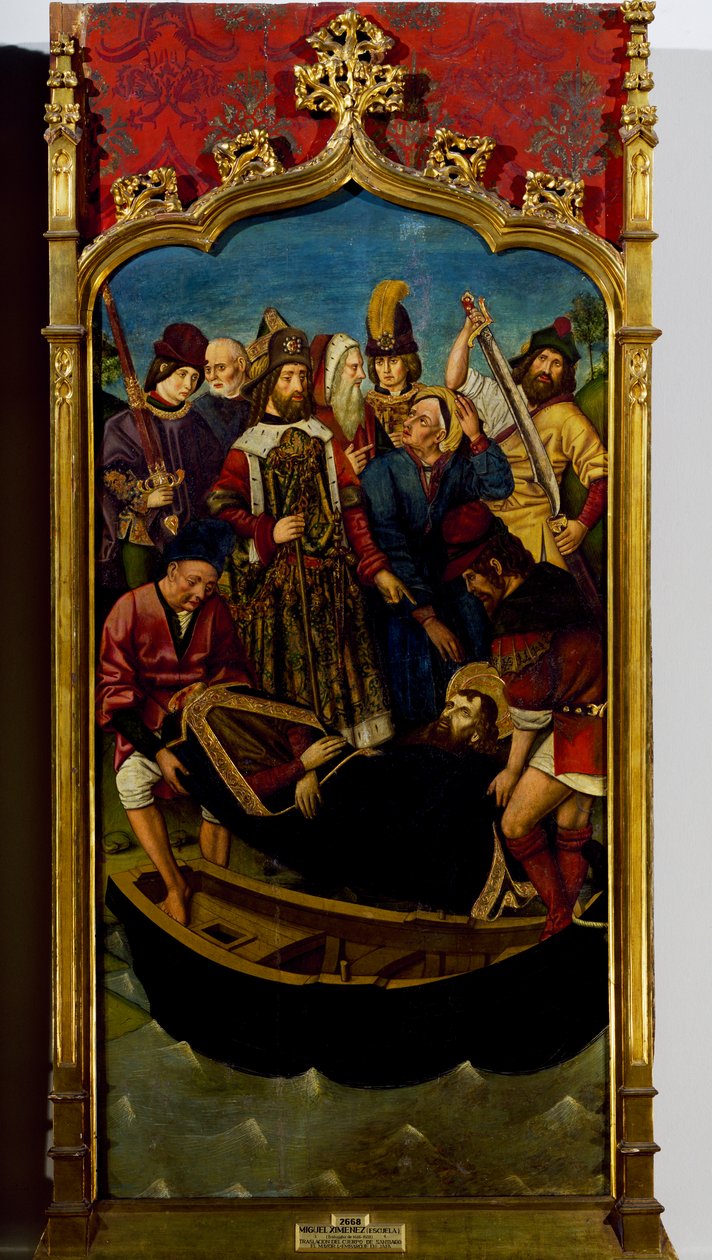 Ciało św. Jakuba złożone w łodzi w Jaffa autorstwa Miguel (school of) Ximenez